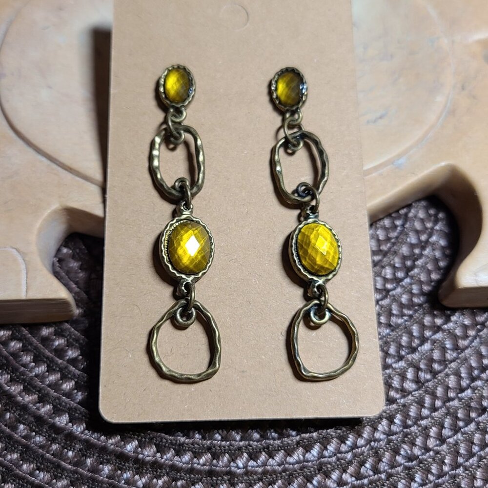 Lia Sophia "Pistachio” Antique Gold Drop Dangle Earrings